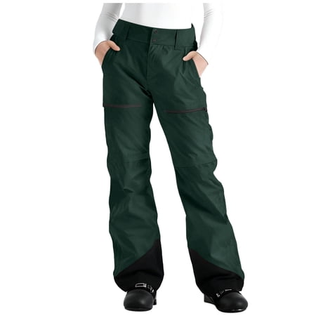 KIHOUT Women s Color Block Pocket Windproof Waterproof Ski Pants - Polyester Sport Snow Trousers (S M L XL XXL XXXL) - Wear Over Fleece Base Layers or as Standalone Hiking Pants
