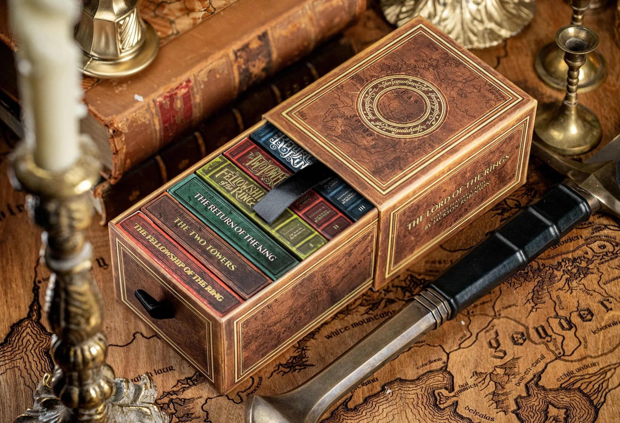 Kings Wild Project The Lord of the Rings Mixed Half Brick - Non Gilded 6-Deck Luxury Playing Cards Set with Custom Draw-Slide Box, Premium Collectible Gift Inspired by J.R.R. Tolkiens Middle Earth