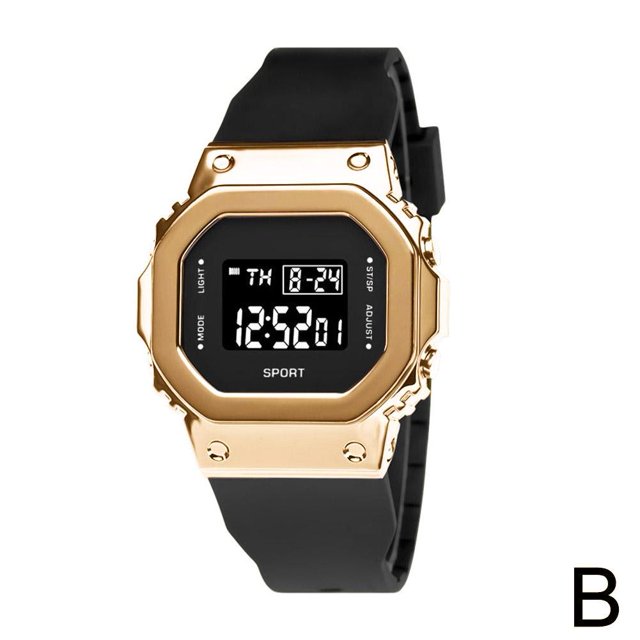 Reloj deportivo multifuncional cuadrado pequeño de metal galvanizado, moderno y elegante reloj electrónico para parejas, hombres y mujeres, estudiantes.