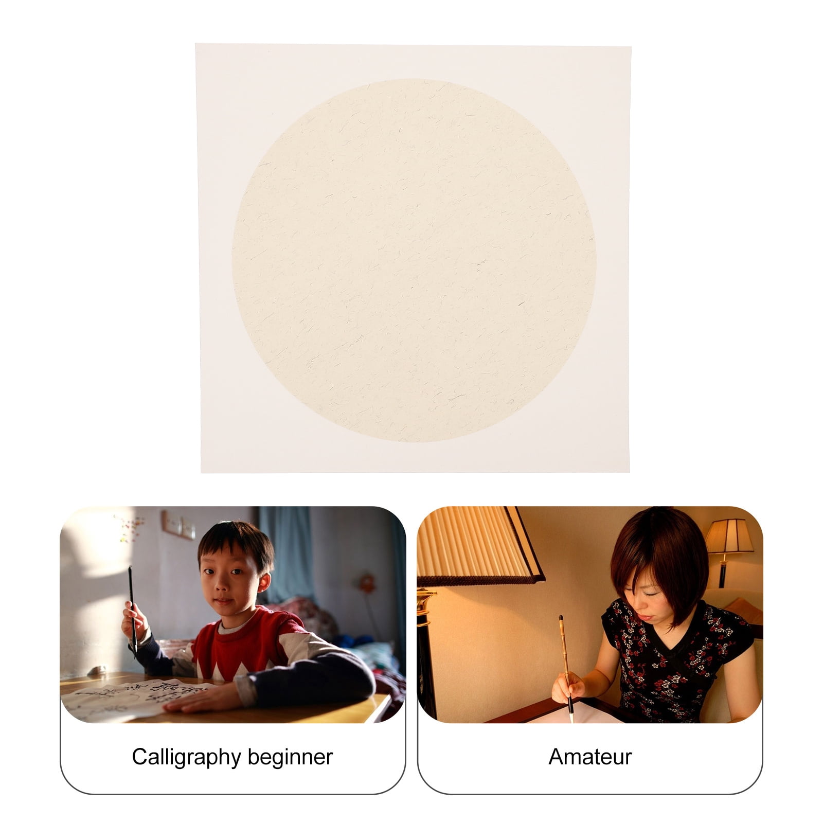 Calligraphic Drawing Paper Chinese Calligraphy for Handmade Card Rice Papers Round Vintage White