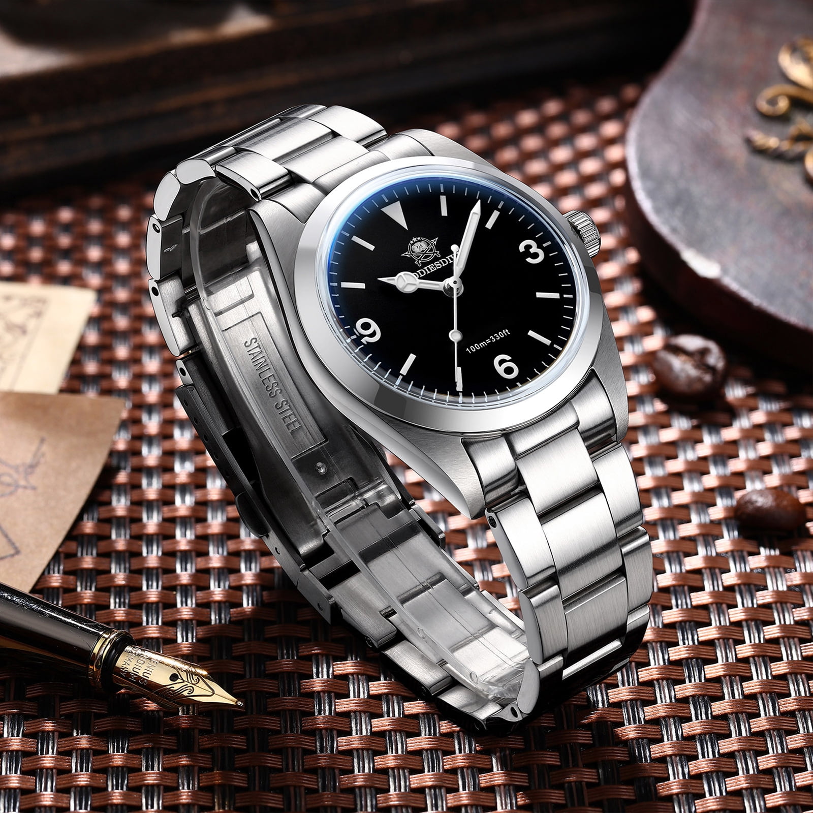 ADDIESDIVE Men's Diver Quartz Watch - 100M Waterproof Stainless Steel Watch with Sapphire Crystal, BGW9 Luminous & Japanese VH31 Movement Luxury Watches for Men
