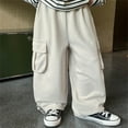 thumbnail image 5 of Boys Pants Casual Lightweight Solid Color Trousers Autumn Comfortable Wide Leg Kids Bottoms With Side Pockets for Kids Daily Clothes, 5 of 9