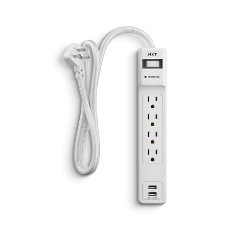 UPC: 0718103313162 | NXT Technologies 4-Outlet 2 USB Surge Protector 3ft Cord 600 Joules NX54310