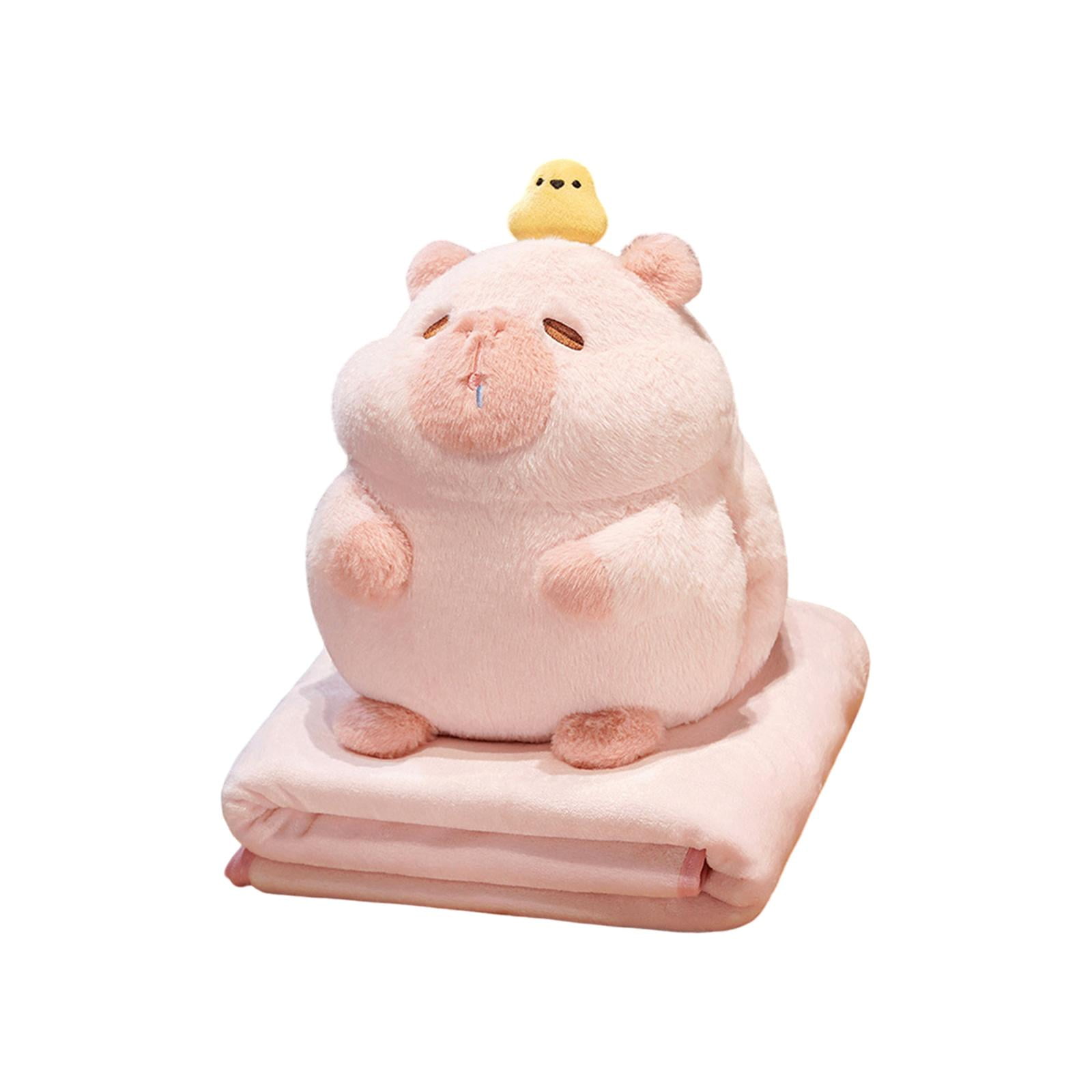 LeeQinersw Capybara Plush Toy Capybara Stuffed Toy Snuggling Lovely Ornament Plush Capybara Pink with Blanket