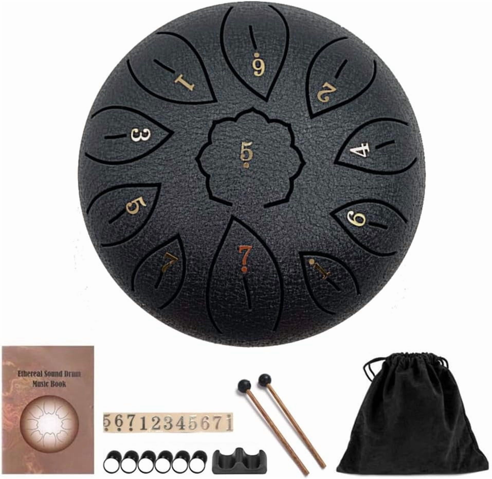 ZhyrZng 6 Inch Steel Tongue Drum for Meditation Yoga - 11 Notes Hand Pan Percussion Instrument with Mallets Bag | Mini Tank Drum Musical Gift for Kids Beginners & Sound Healing