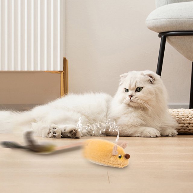 Wekvgz - Juguete interactivo con forma de ratón para gatos, juguete eléctrico automático para gatos, recargable, con movimiento, realista, de franela, para interior
