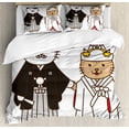 thumbnail image 1 of Japanese Cat Duvet Cover Set King Size, Happy Newlywed Cats Bride and Groom Kitten Couple, Decorative 3 Piece Bedding Set with 2 Pillow Shams, Dark Grey White Almond and Multicolor, by Ambesonne, 1 of 3