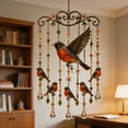 thumbnail image 3 of Vintage Bird Wind Chime With Crystal Suncatcher Prisms, Metal Hanging Windchime, Outdoor Porch Garden Window Decor, Sympathy Memorial & Housewarming Gift, 3 of 6