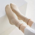 thumbnail image 2 of LEZMORE Women's Ruffle Socks, 6Pairs Cute Frilly Ankle Turn-Cuff Casual Socks, Frilly Edged, Knit Cotton Lettuce Crew Sock, 2 of 9