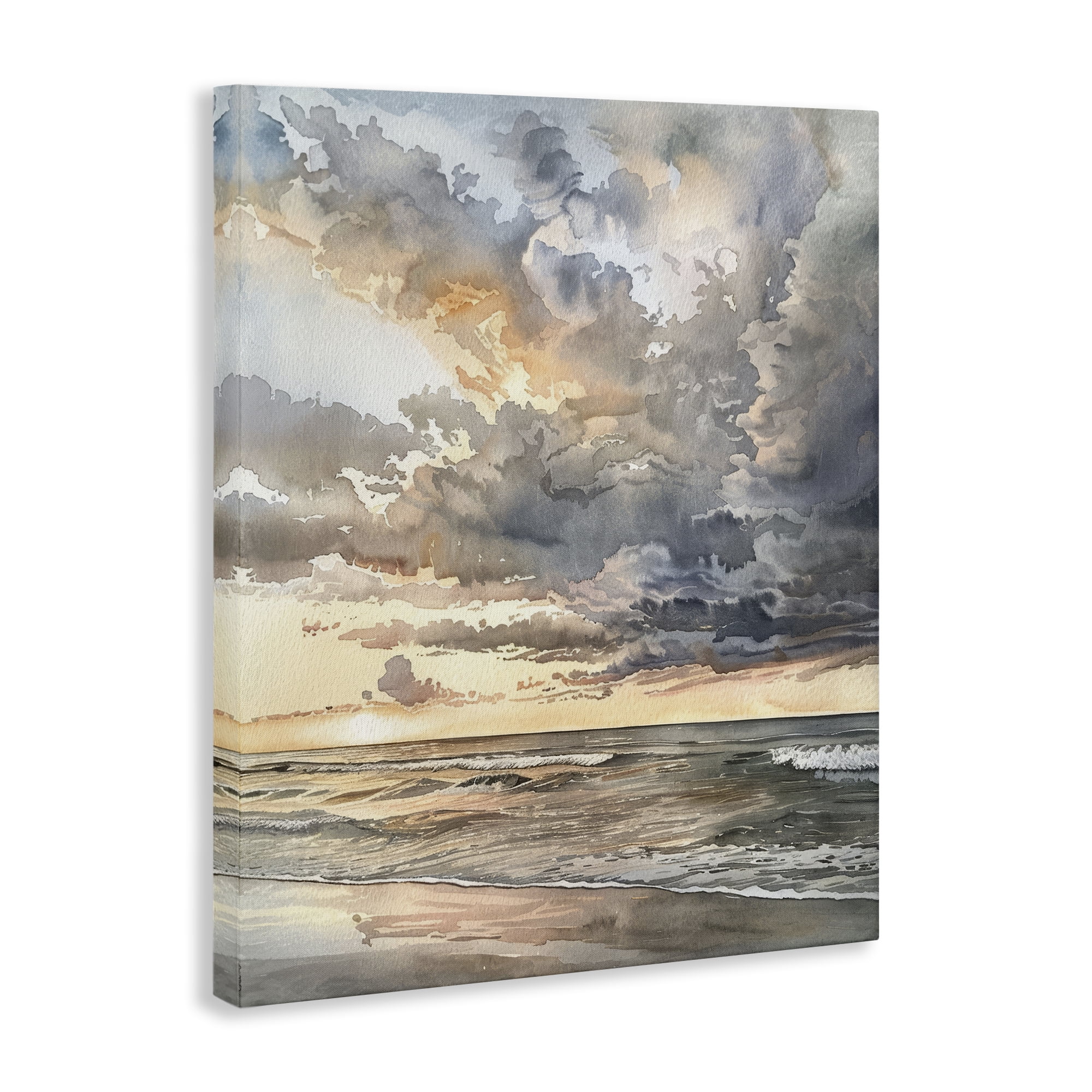 Stupell Industries Moody Sea Cloudy View Landscape & Nature Painting Wrapped Canvas Art Print Wall Art, 16 x 20