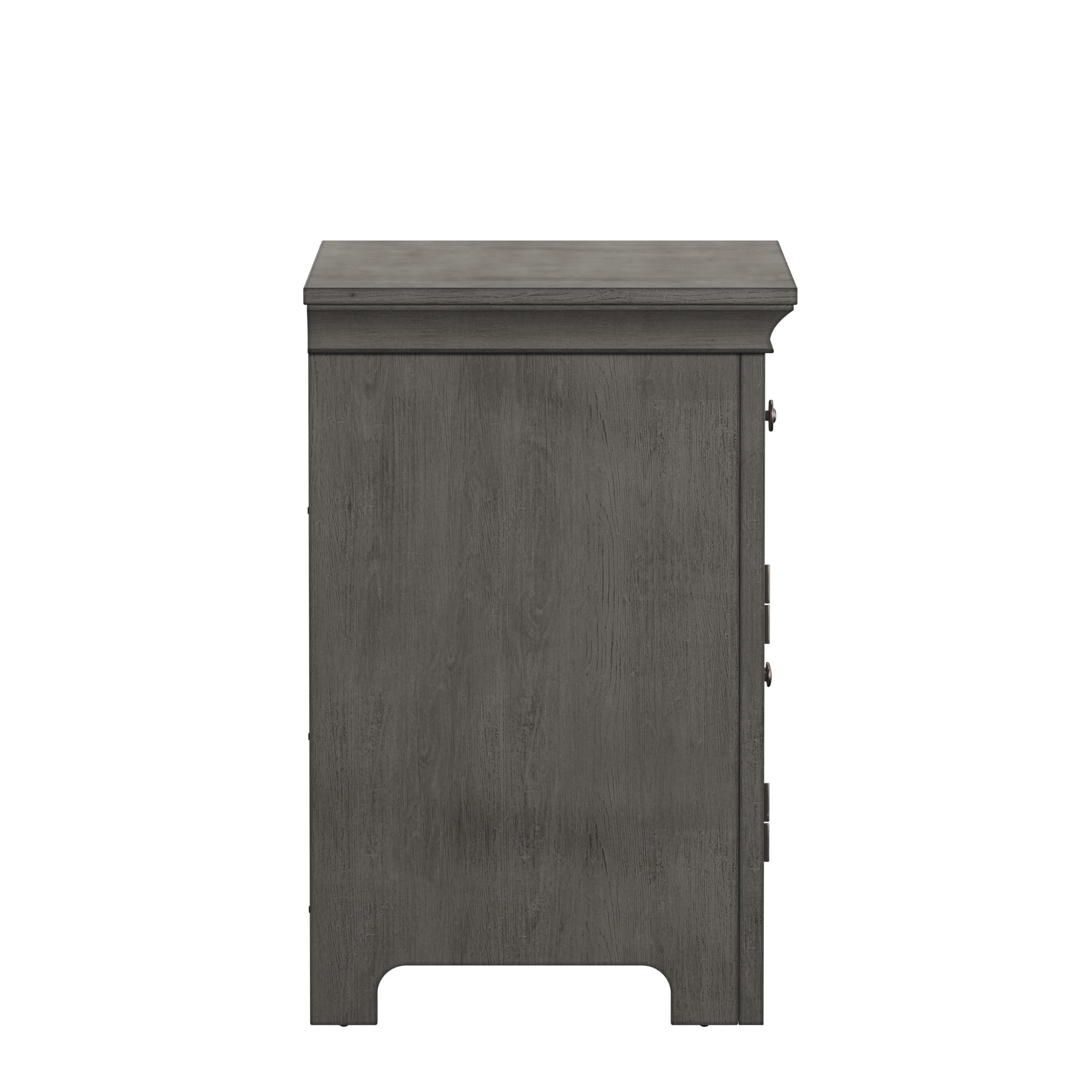 Weston Home Crestler Classic Cupboard Nightstand with 1-Drawer & Charging Station, Antique Grey