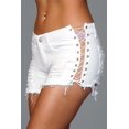 thumbnail image 2 of Be Wicked J5WT L Female Looped in Distressed Shorts, White - Large, 2 of 2