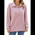 thumbnail image 3 of Sudadera Tipo Túnica Holgada de Larga para Mujer, Cuello Abotonado, Color Liso, para Invierno Rosa M, 3 of 9
