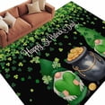 thumbnail image 2 of Area Rug for Living Room, St. Patrick's Day Non-Slip Indoor Large Carpet for Bedroom/Dining Room, Spring Lucky Shamrocks Green Gnomes Black Washable Low-Profile Rectangle Floor Runner Rugs - 5 x 7 Ft, 2 of 7
