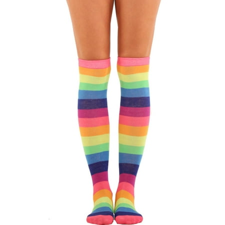 Rainbow Womens Socks - LAVRA Women's Pair of Knee High Rainbow Striped Socks