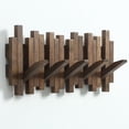 thumbnail image 1 of GOGREEBELL Perchero de Piano Montado en la Pared de Madera Natural | Perchero de pared | Perchero de pared abatible con 5 ganchos | Perchero de entrada hecho de madera de acacia (color nogal teñido co, 1 of 1