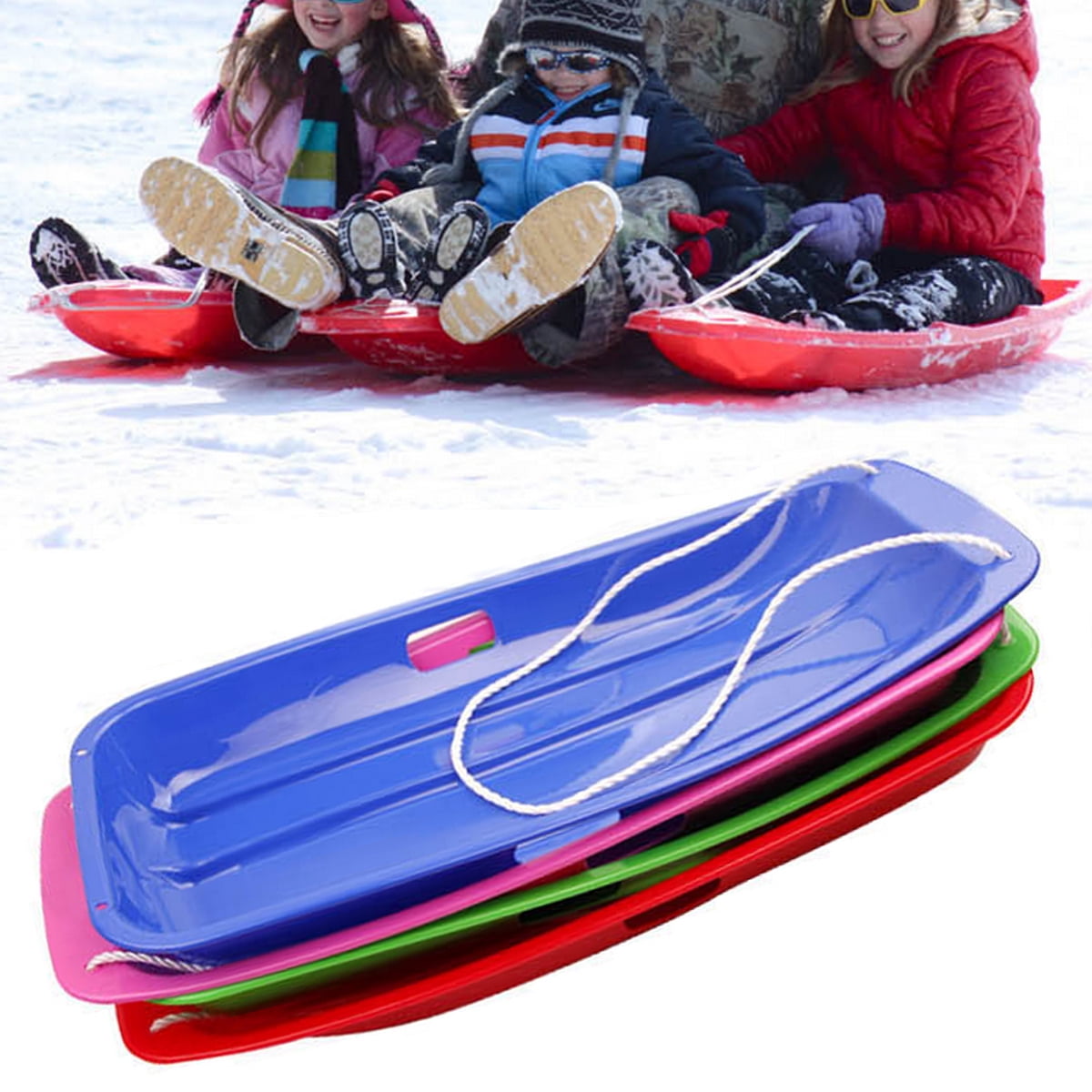 Plastic Snow Sled Boat Board Sledge Skiing Toboggan Outdoor Kid Children Gifts by
