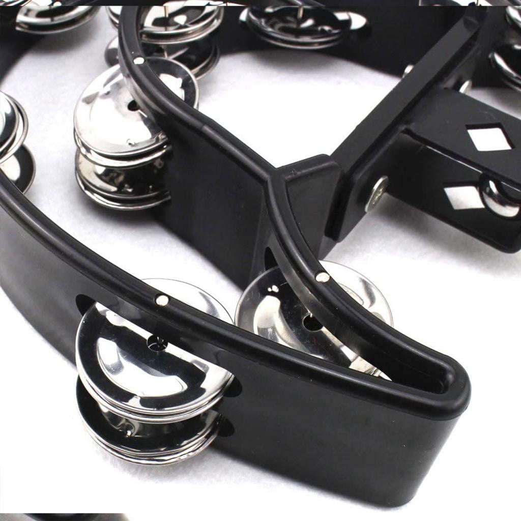 Yihuala Drum Set Tambourine with Mounting Eye Bolt Half Shape Hi-hat Tambourine Double Row Tambourine Easy to Use