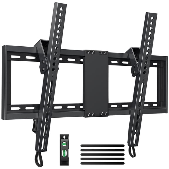 MountFTV Large Tilting TV Wall Mount for 32-90 inch TVs, Low Profile TV Mount up to 132lbs,Max 600x400mm, Fit 24" Wood Stud