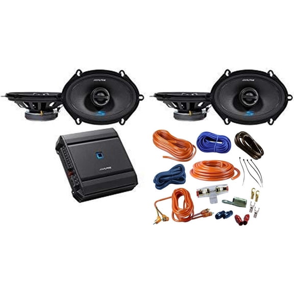 4 ALPINE S2-S68 230W 6x8" 5x7" 2-Way Speaker   Alpine S2-A36F 4-Ch Amplifier   4 Gauge Amp Kit