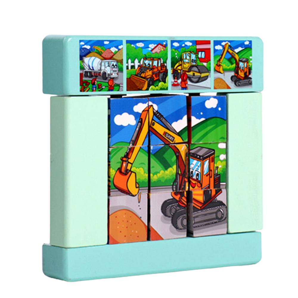 Ksruee Wooden Match Block Puzzles Wooden Reading Blocks Flash Cards