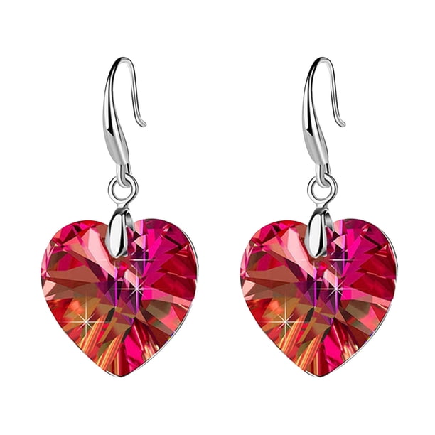 Pendientes para mujer, regalos para mujer, pendientes de moda para mujer, estilo europeo y estrella, pendientes de diamantes de cristal con forma de corazón de melocotón.