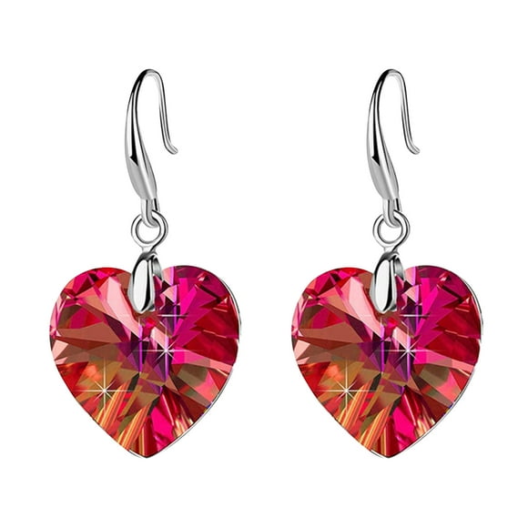 WREESH Fashionable Women's European And American Ocean Star Love Pendant Earrings Color Peach Heart Crystal Diamond Earrings