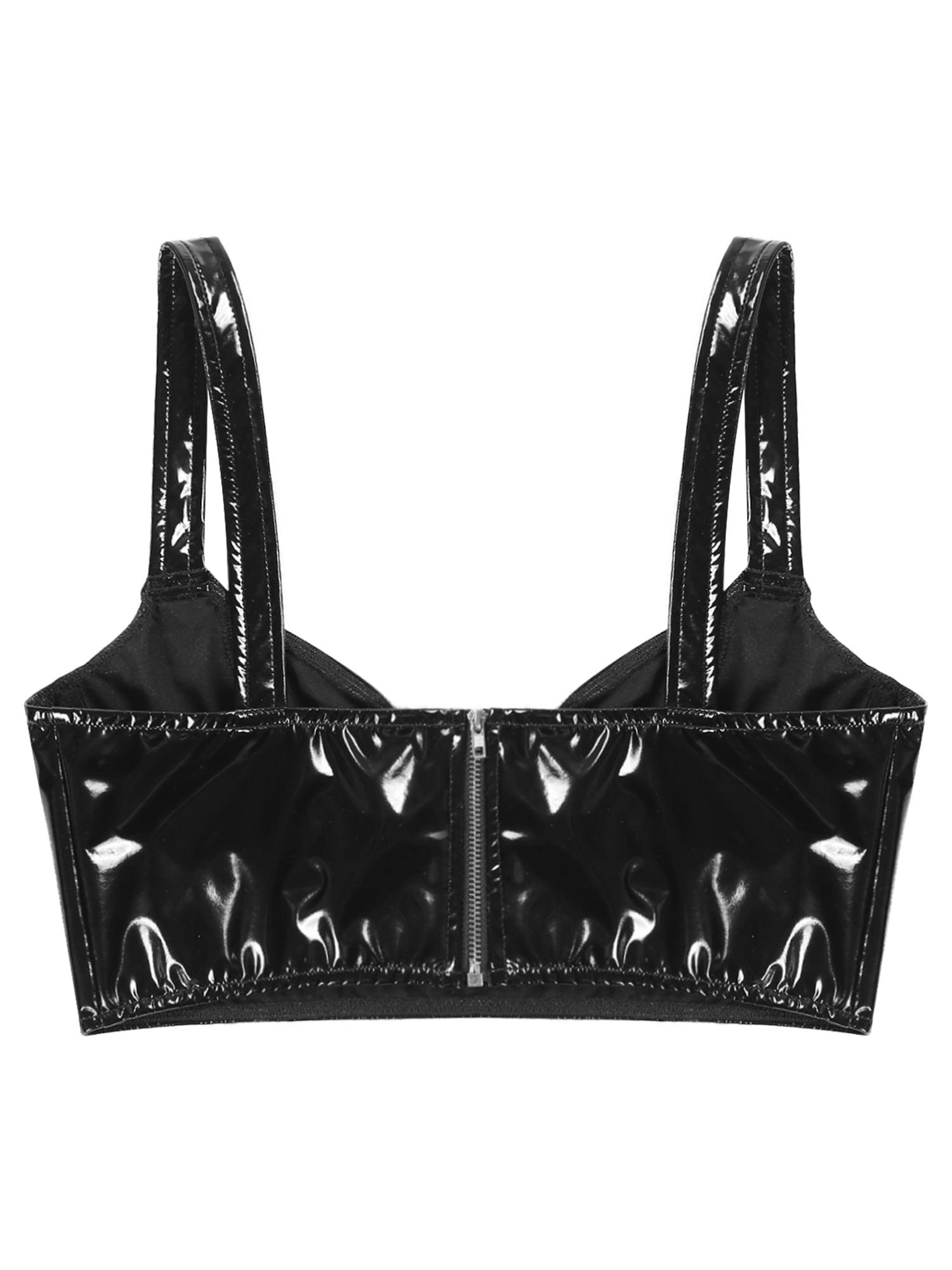 Testudineus Women Adjustable Metallic Sexy PU Leather Bralette Bra Vest for  Festivals, Raves, Clubwear
