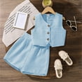 thumbnail image 2 of CAIVO Child Kids Girls Vest And Shorts Fashionable Solid Color Two Piece Outfit Sets For Teen Girls Summer Casual Wear Adorable Clothing Sets, 2 of 9