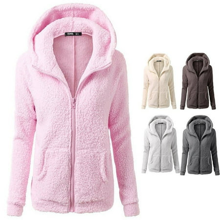 Women's Fashion Jacket with A Hooded Sweater Plush Coat