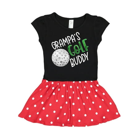 

Inktastic Grampa s Golf Buddy with Golf Ball Gift Toddler Girl Dress