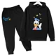 thumbnail image 3 of Conjunto de sudadera y pantalones de manga larga para niñas y niños de Disney Mickey Mouse, traje informal de dibujos animados del Pato Donald, primavera de 4 a 14 años, 3 of 5