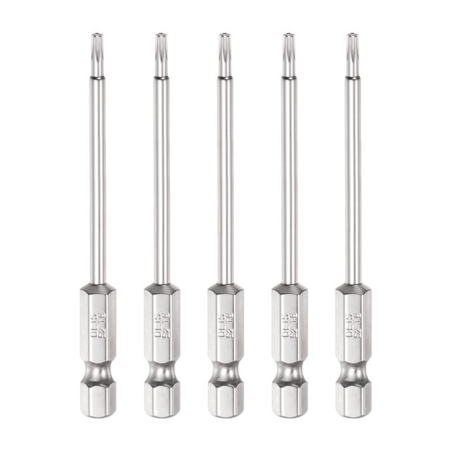 Unique Bargains 5Pcs Security Torx Bit 1/4' Hex Shank 3' Long Drill Bits T8 Torx Star S2 Steel Tamper Resistant Screwdriver Bit