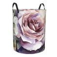 thumbnail image 4 of LNWH Laundry Basket, Purple Vintage Watercolor Rose Art Pattern Foldable Laundry Hamper with Handles Waterproof, Small Size, 4 of 8