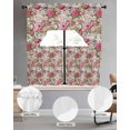 thumbnail image 2 of Pink Spring Floral Swag Kitchen Curtains Sets for Windows 24 Inch Length, Vintage Summer Botanical Short Window Curtain Panels Swags Valances and Tiers 3 Piece Set for Cafe/Dining Room, 2 of 5