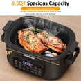 thumbnail image 3 of Heynemo 6.5QT Digital Multi Cooker, 12-in-1 Slow Cooker & Roaster with Timer, Temp Control, Delay Start, Nonstick Pot, Black, 3 of 10