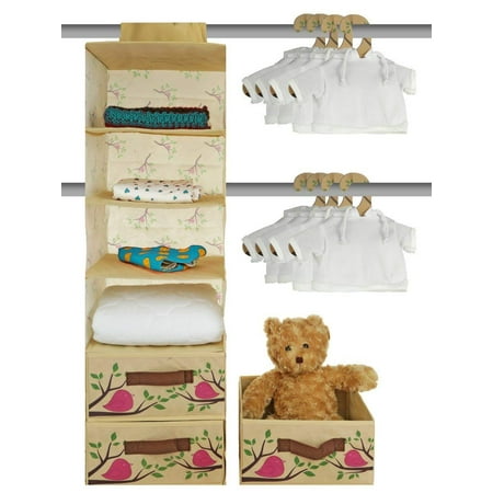- Nursery Closet Storage Organizer 20 Piece Set - Baby Closet Organization System - Hanging Storage for Nursery Essentials - Includes Collapsible storage Bins Hanging Shelf Mounting Studs