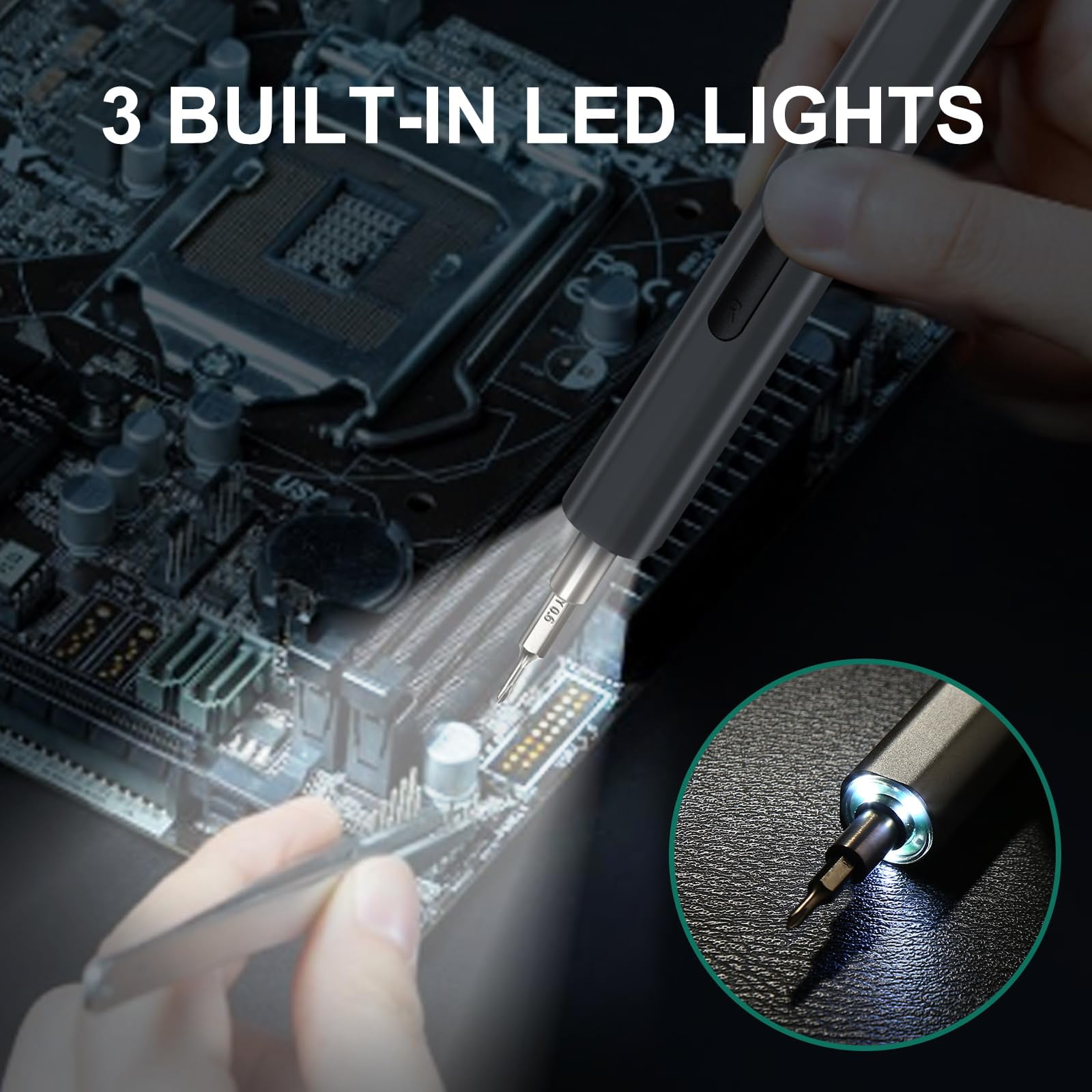HYCHIKA Electric Screwdriver Set, 67-in-1 Kit with 52 Magnetic Bits & LED Light for Electronics Repair