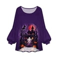 thumbnail image 4 of Halloween Shirts for Women Spooky Ghost Graphic Tunic Tops Long Balloon Sleeve Loose Casual Fall Blouses Holiday Party Costumes Apparel, 4 of 6