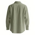 thumbnail image 3 of Resicozy Mens Button Down Shirt Cotton Linen Casual Long Sleeve Shirts Solid Collared Hippie Beach Tops with Pockets Army Green 2XL, 3 of 4