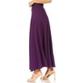 thumbnail image 3 of Women's Casual Solid High Waisted Flare A-line Long Skirt with Elastic Waistband, 3 of 6