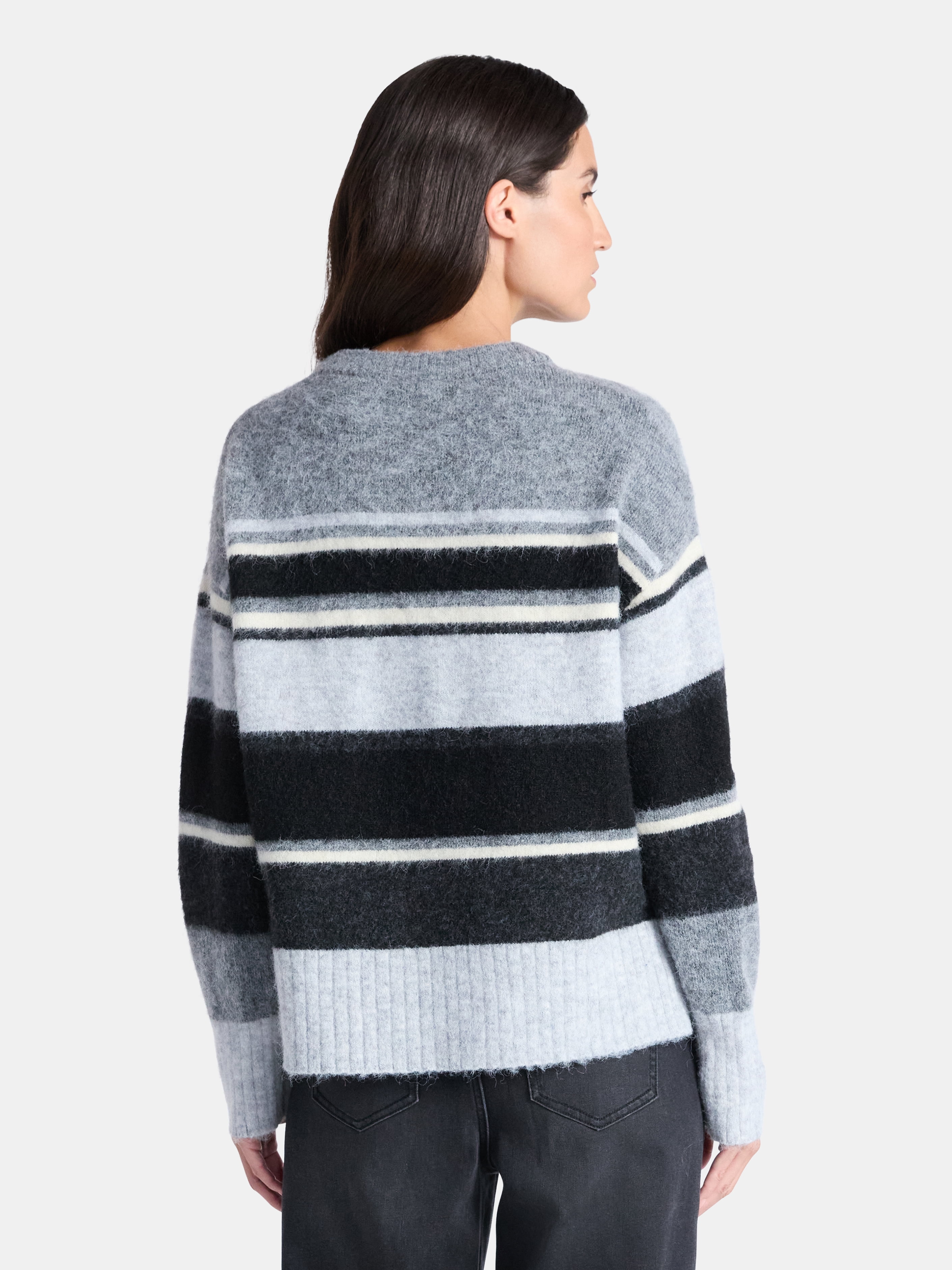Time and Tru Women’s Brushed Stripe Sweater, Midweight, Sizes XS-XXXL