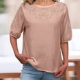 thumbnail image 2 of TRUBKH embroidered shirts Boho Tops for Women Boho Tops Button Down Floral Shirts V Neck Shirts Gauze Peasant Tunic Blouse Floral Embroidered Beach Vacation Tunics Short Sleeve V Ncek Red M, 2 of 9