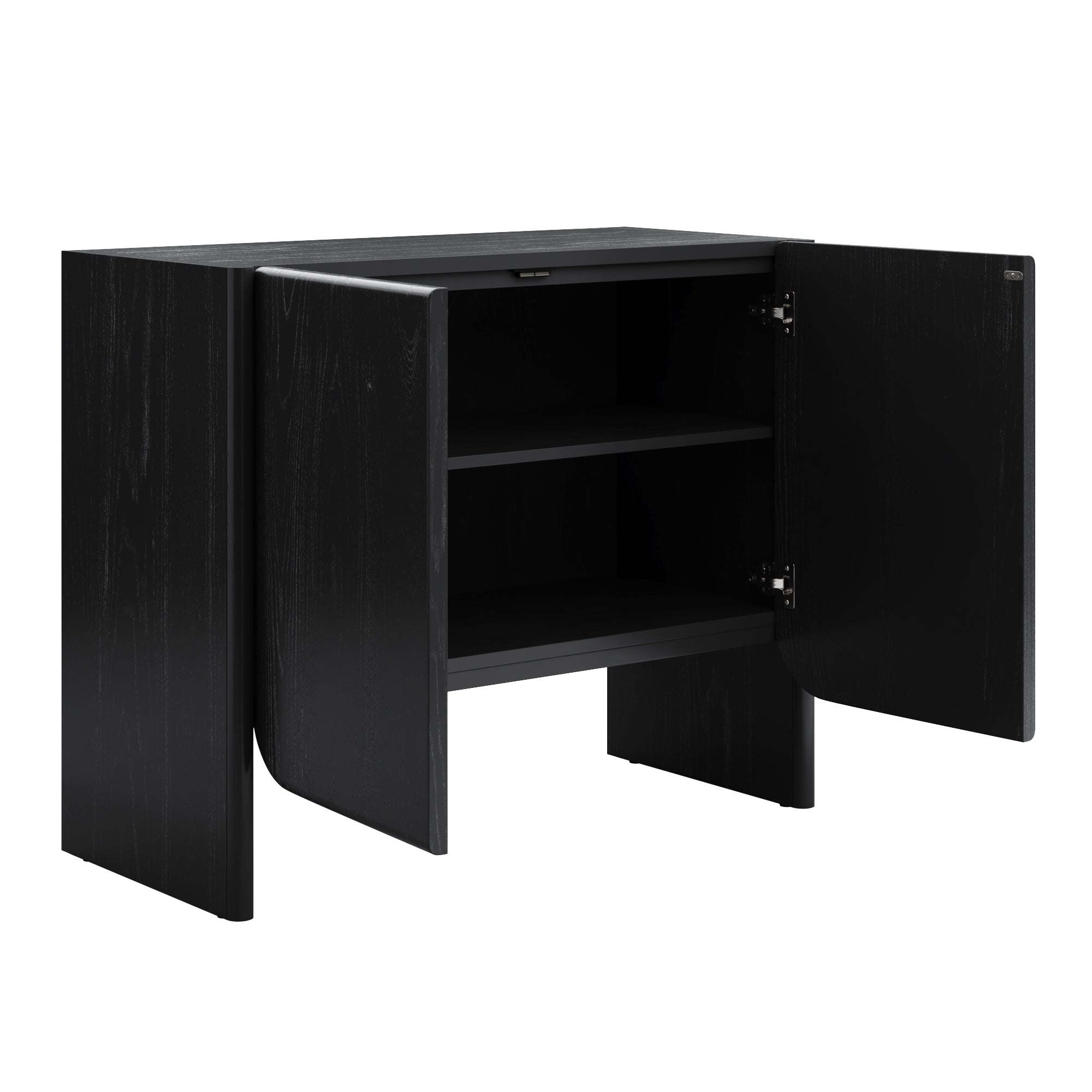 Nathan James Jacala Mid Century Modern Entryway Storage Cabinet with Doors, Living Room Accent Cabinet with Wood Frame, Black Oak