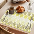 thumbnail image 3 of Yellow Boho Flowers Placemats Set of 12 Modern Luxurious Geometric Floral Place Mats Indoor Wipeable Table Mats Washable Cloth Dining Table Placemats for Kitchen Holiday Party Home Decor 13x19 Inch, 3 of 9