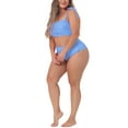 thumbnail image 4 of Agnes Orinda Women's Plus Size Mother's Day Swimsuit Two Piece Bathing Suit High Waisted Tummy Control Bikini Set 1X Light Blue, 4 of 9