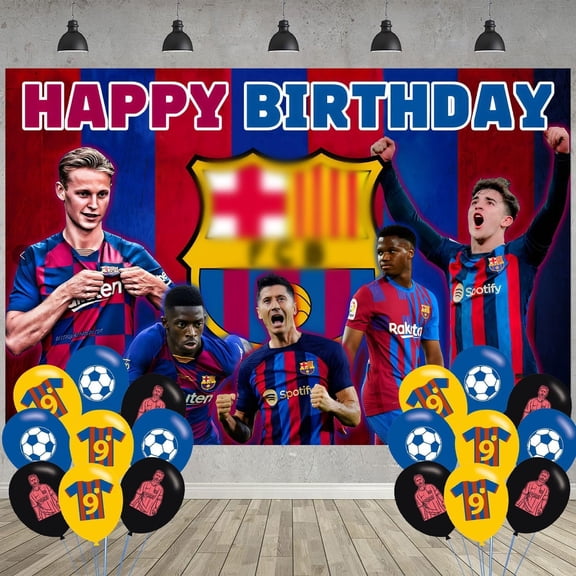 Soccer Birthday Party Decoration,Soccer Party Photo Background 5 x 3 FT and 18 Pcs Balloon,Football Merch Party Backdrop Supplies C113