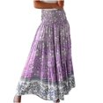 thumbnail image 2 of Junboys Women's Boho Tiered Maxi Skirt - High Waist Flowy Long Skirts for Women, Solid Color Summer Skirt for Beach & Daily,Purple M, 2 of 9
