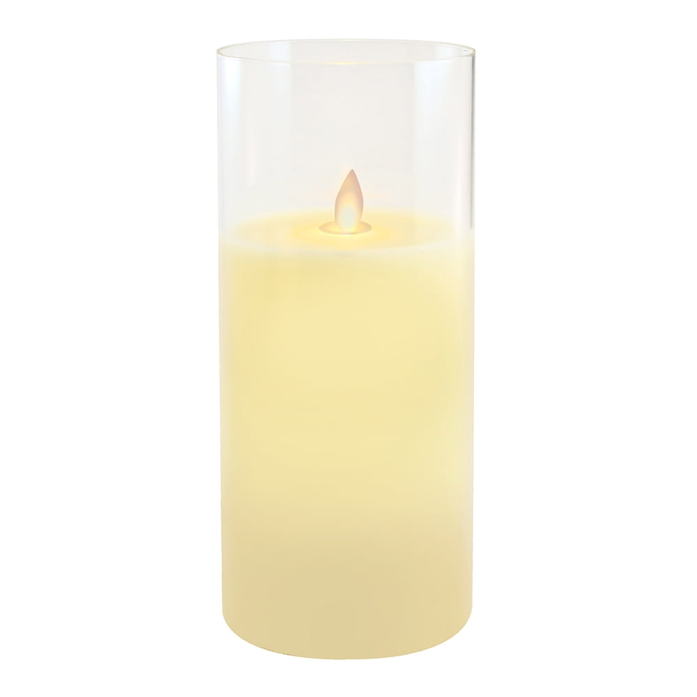 Battery Operated Glass Hurricane LED Candle with Moving Flame