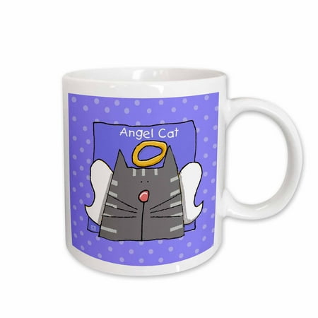

3dRose Angel Gray Tabby Cat Cute Cartoon Pet Loss Memorial Ceramic Mug 15-ounce